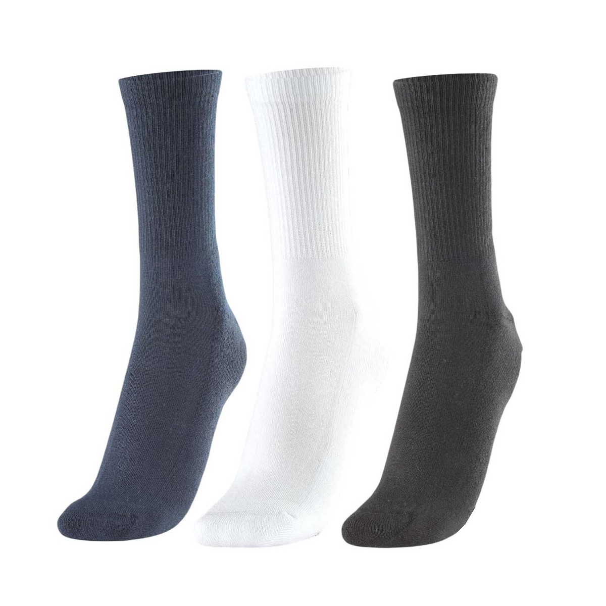 Bullpadel 3 pack Zwart / Wit / Marineblauw socks