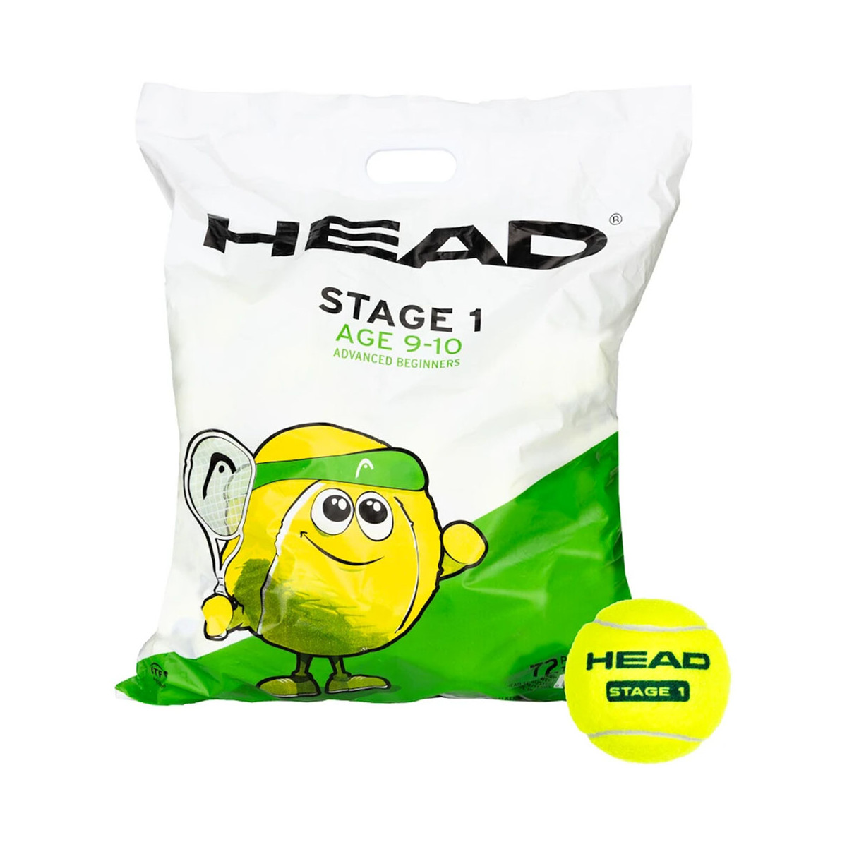 Zak met 72 groen Head TIP-ballen