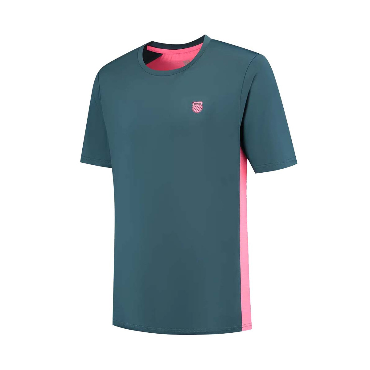 K-Swiss Hypercourt Print Crew T-Shirt Petrol blauw/roze