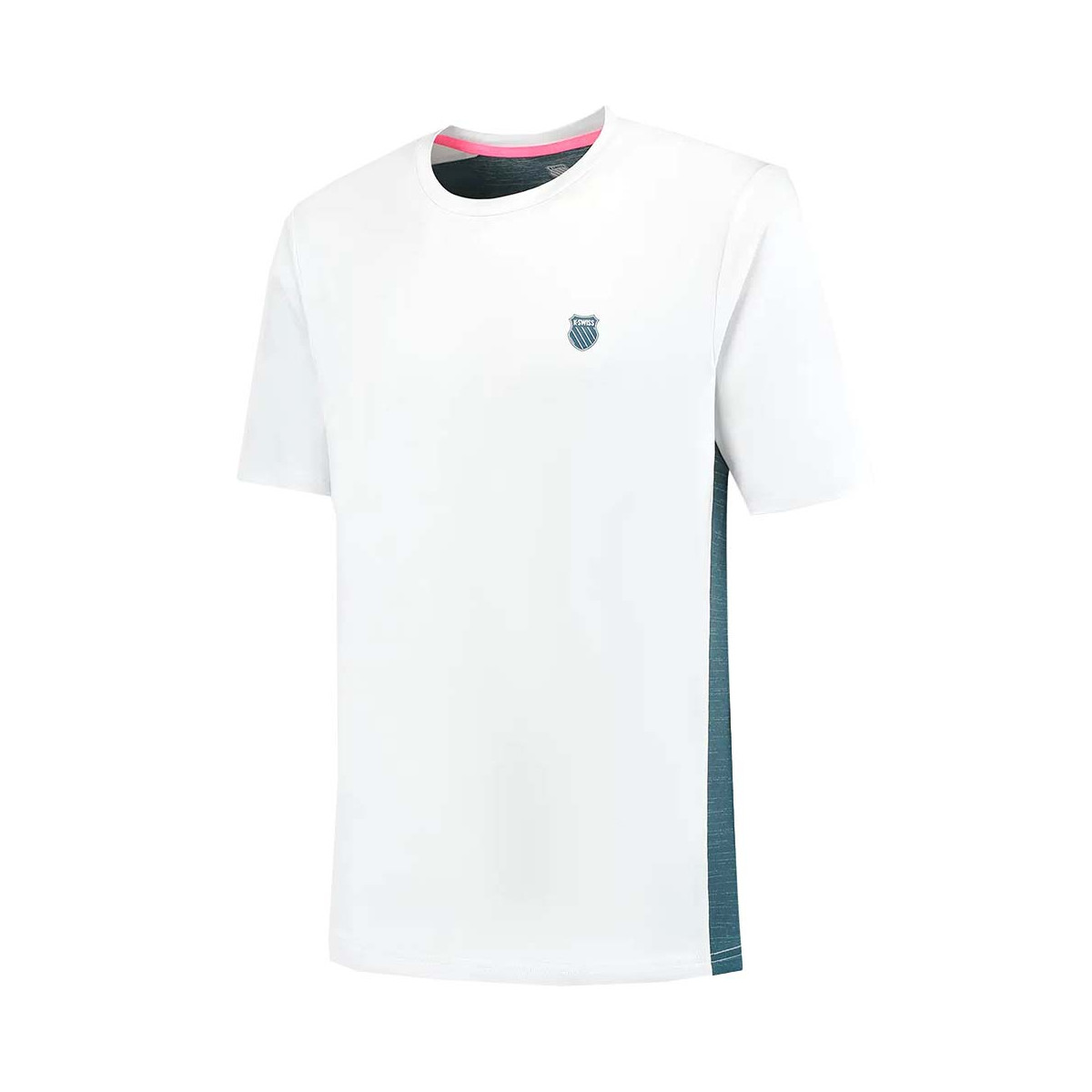 K-Swiss Hypercourt Mix Melange Crew T-shirt Petrolblauw/roze
