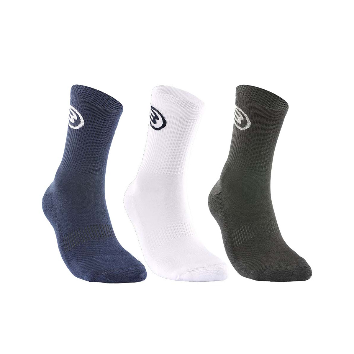Bullpadel 3 pack Zwart / Wit / Marineblauw socks