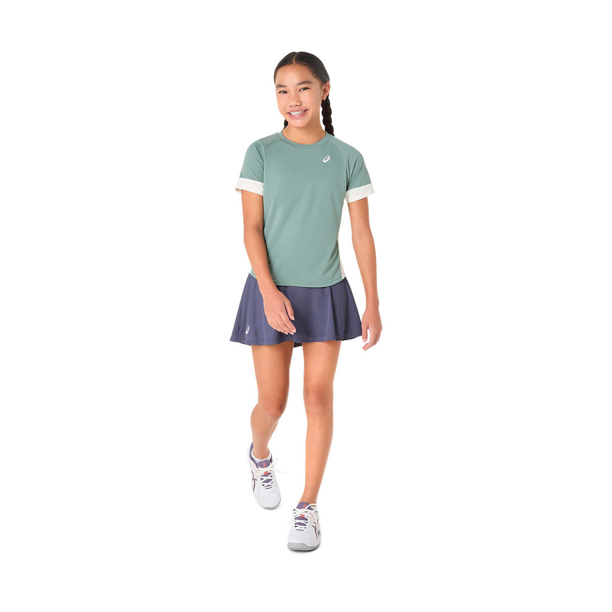 T-Shirt Asics Meisje Groen Grijs / Cr&egrave;me