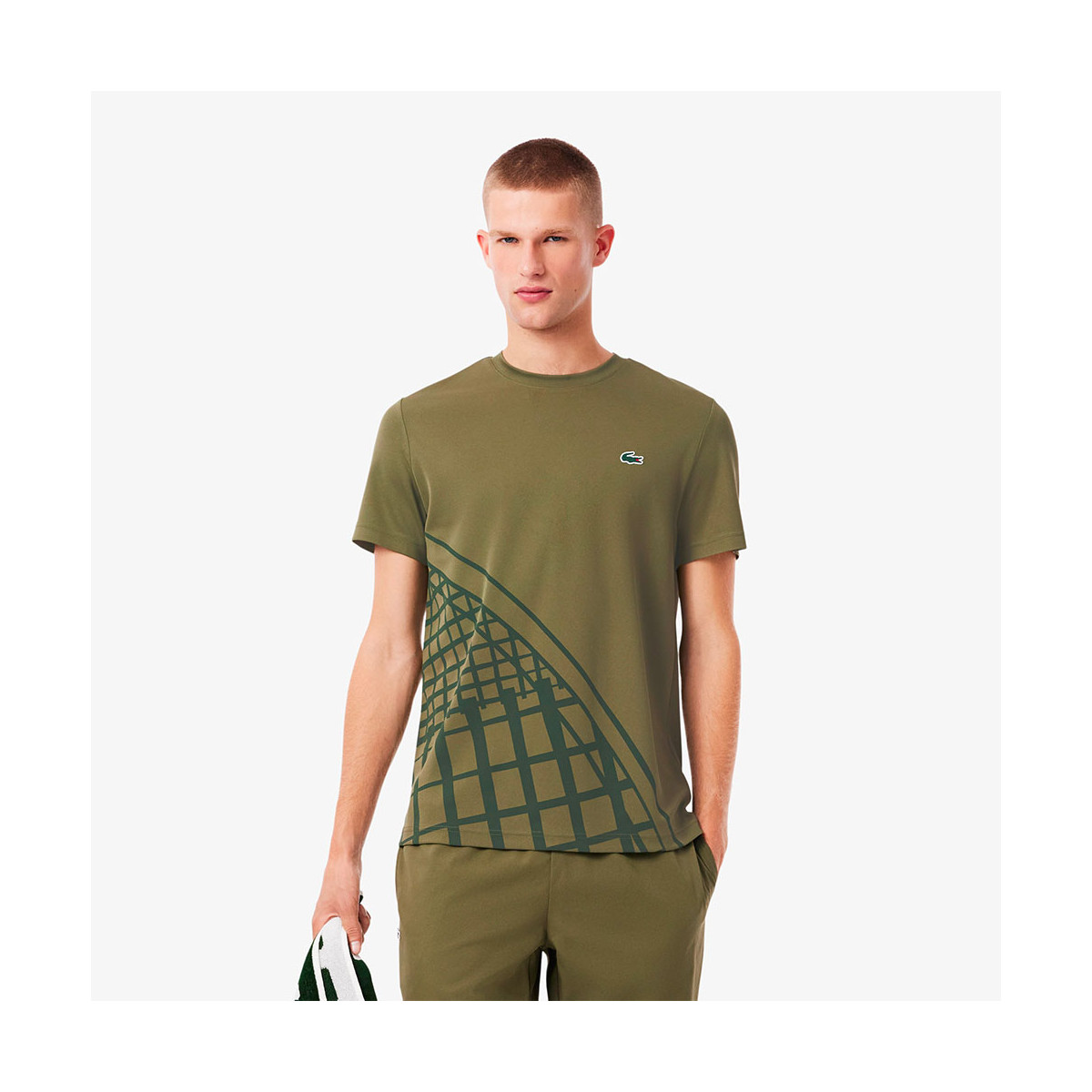 Lacoste Ultra Dry T-shirt Wit Ecru Print
