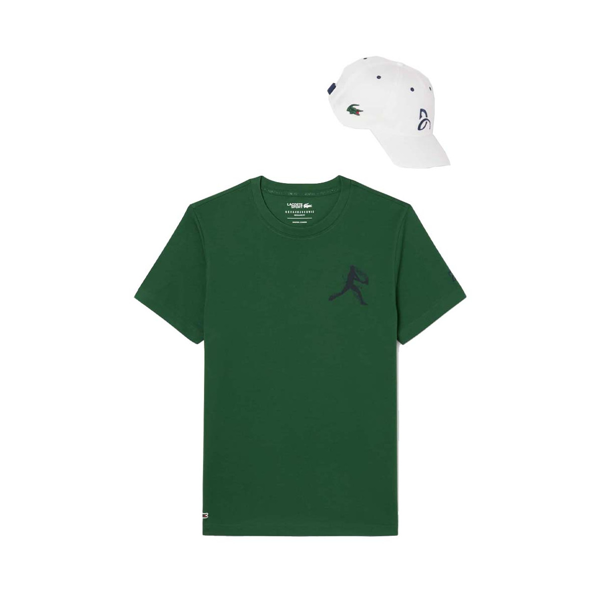 Pak T-Shirt + Lacoste Tennis Pet x Novak Djokovic Grijs Gem&ecirc;leerd / Wit