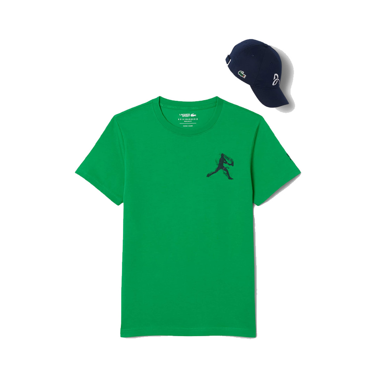 Pak T-Shirt + Lacoste Tennis Pet x Novak Djokovic Groen