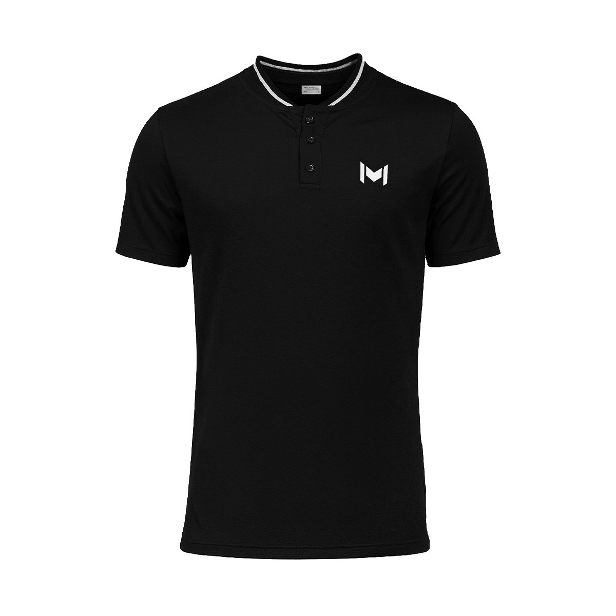Mouratoglou Mandarin Collar Polo Zwart
