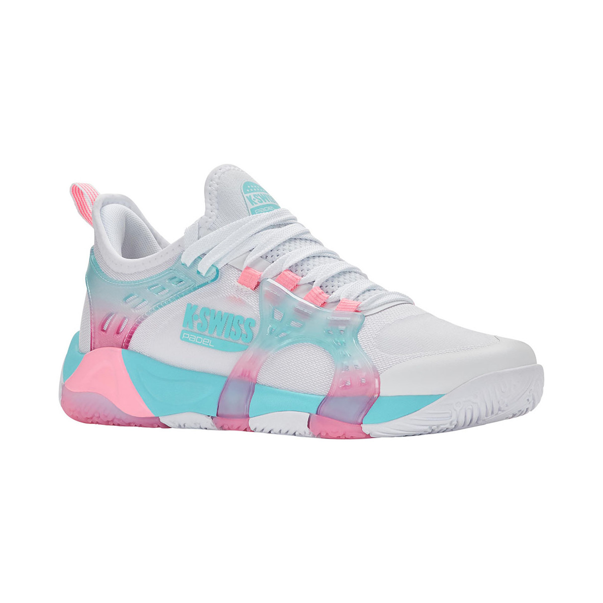 K-Swiss K-Frame Padel damesschoenen wit/roze/blauw
