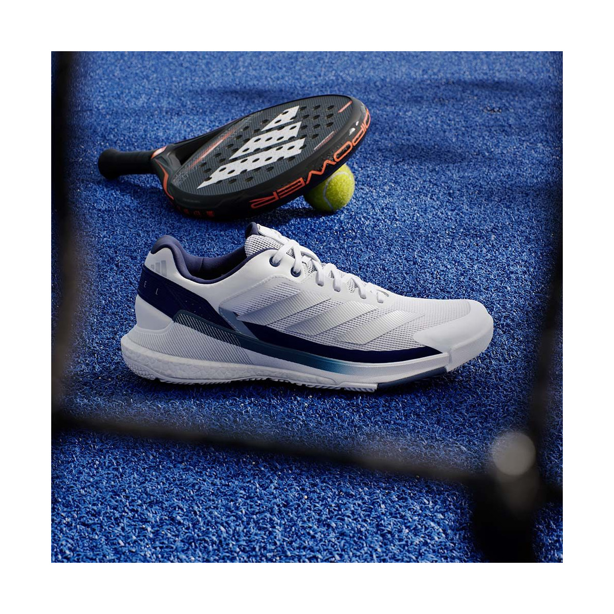Adidas Crazyquick Boost padelschoenen wit / marineblauw