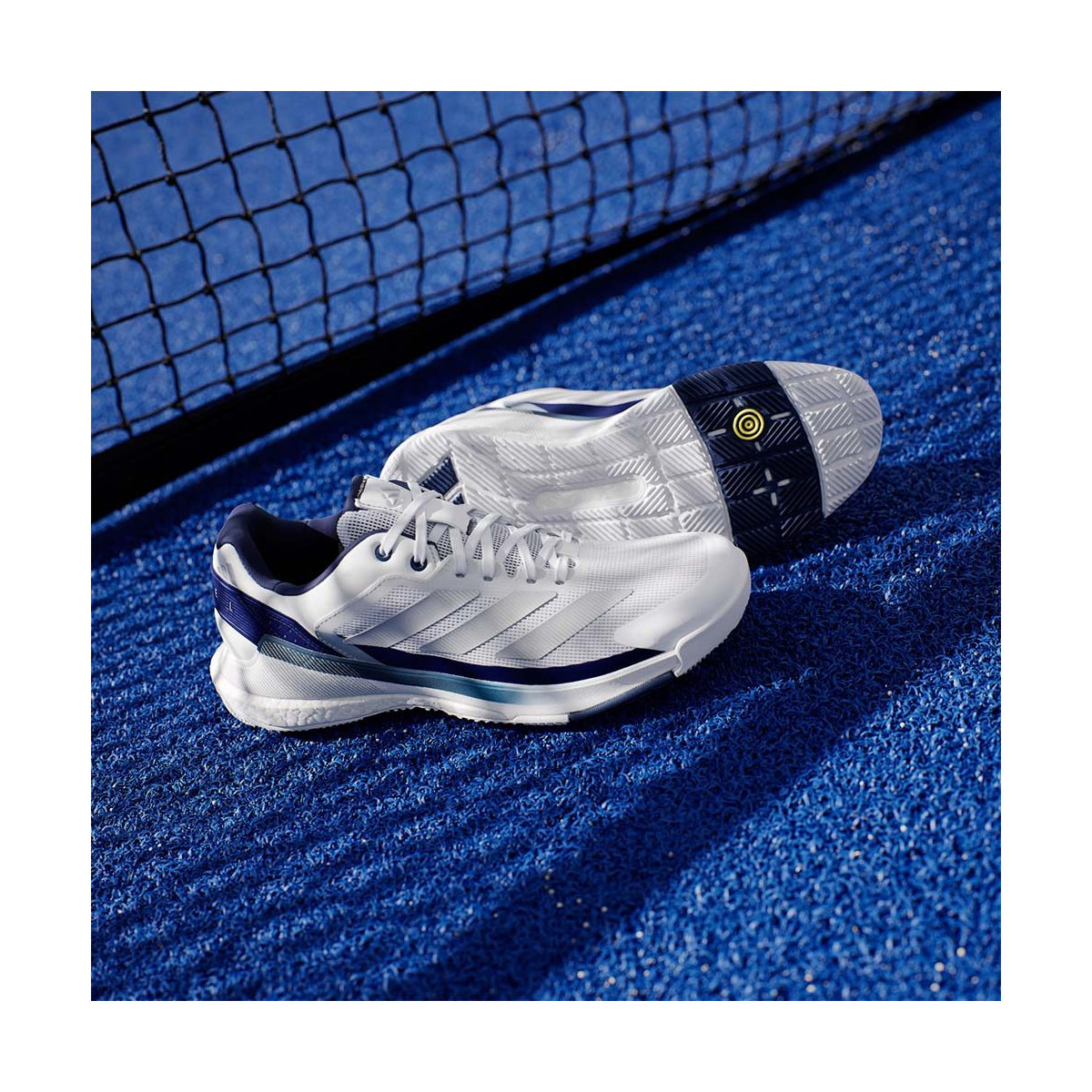 Adidas Crazyquick Boost padelschoenen wit / marineblauw