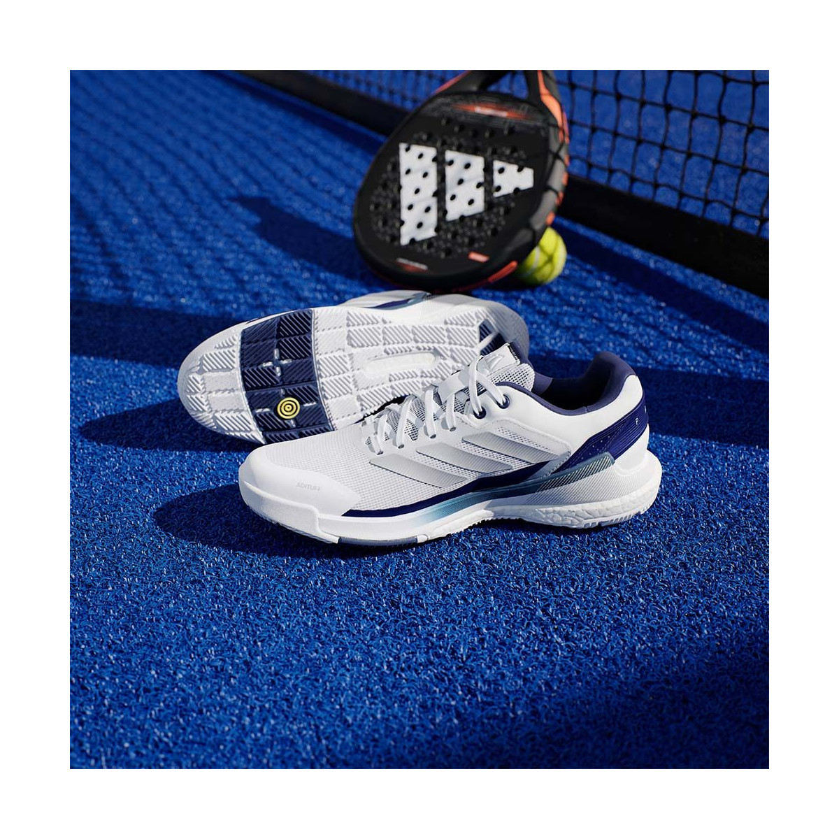 Adidas Crazyquick Boost padelschoenen wit / marineblauw