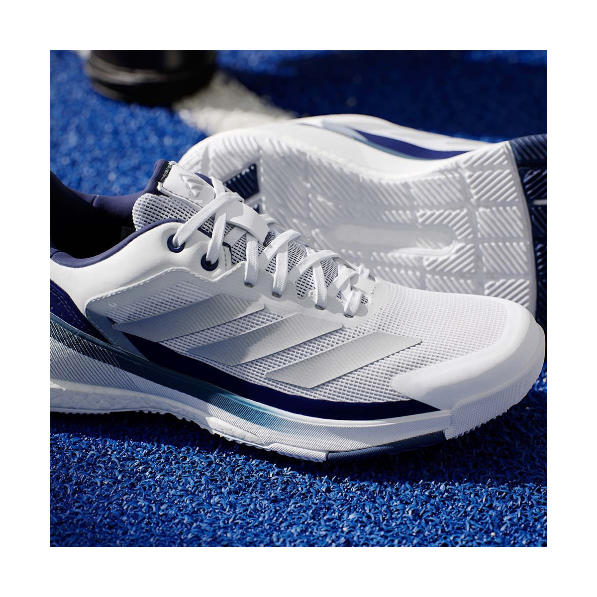 Adidas Crazyquick Boost padelschoenen wit / marineblauw