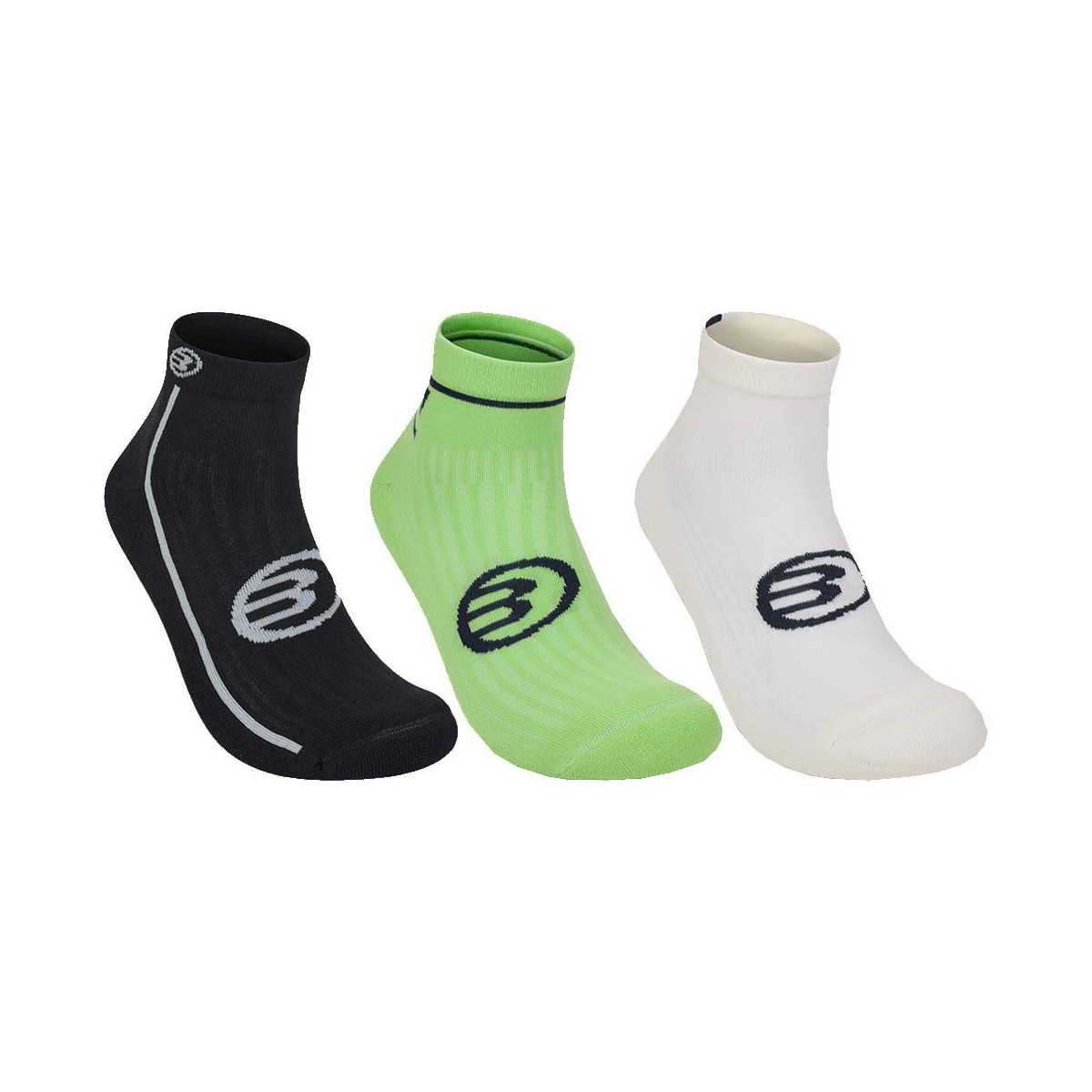 Bullpadel sokken zwart / wit / groen (3 paar)