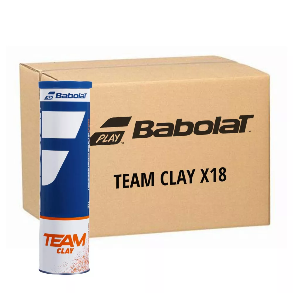 Doos 18 tubes van 4 Babolat Team Clay ballen