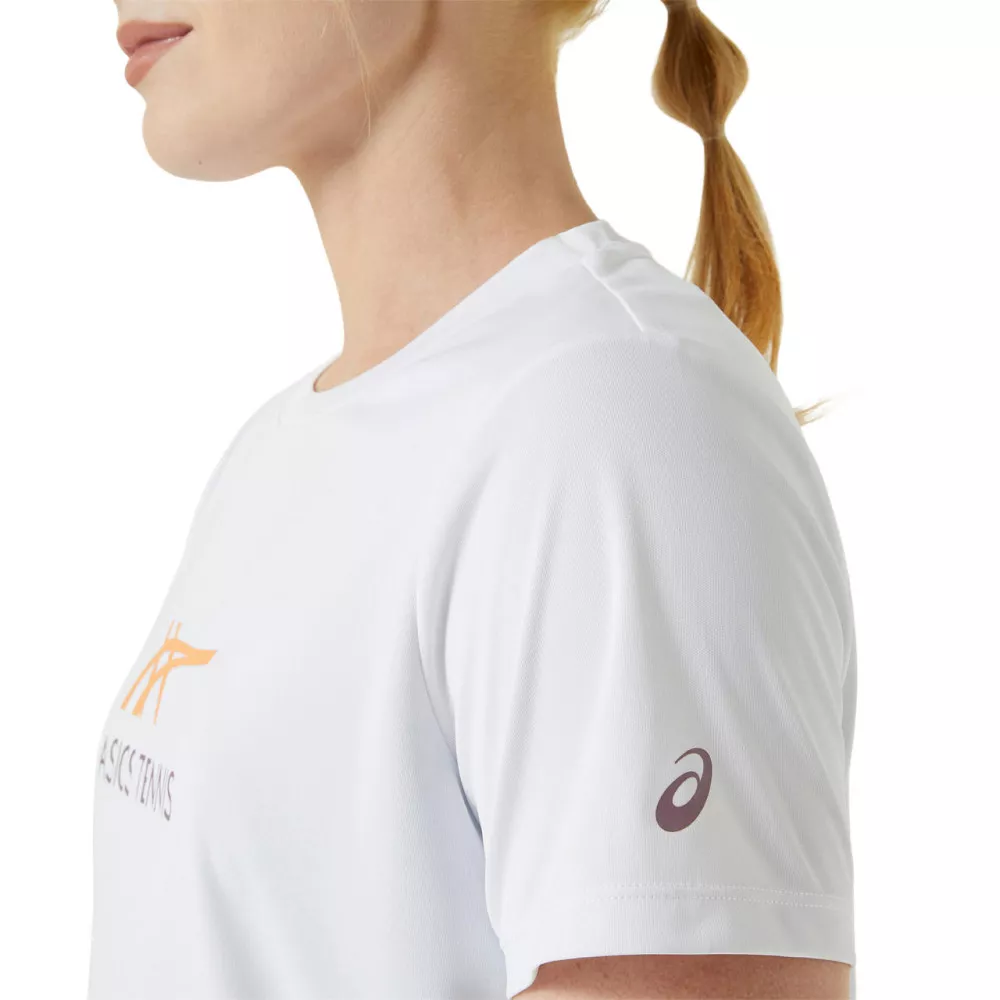 Asics Court SS Dames T-Shirt Wit/Roze