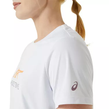 Asics Court SS Dames T-Shirt Wit/Roze