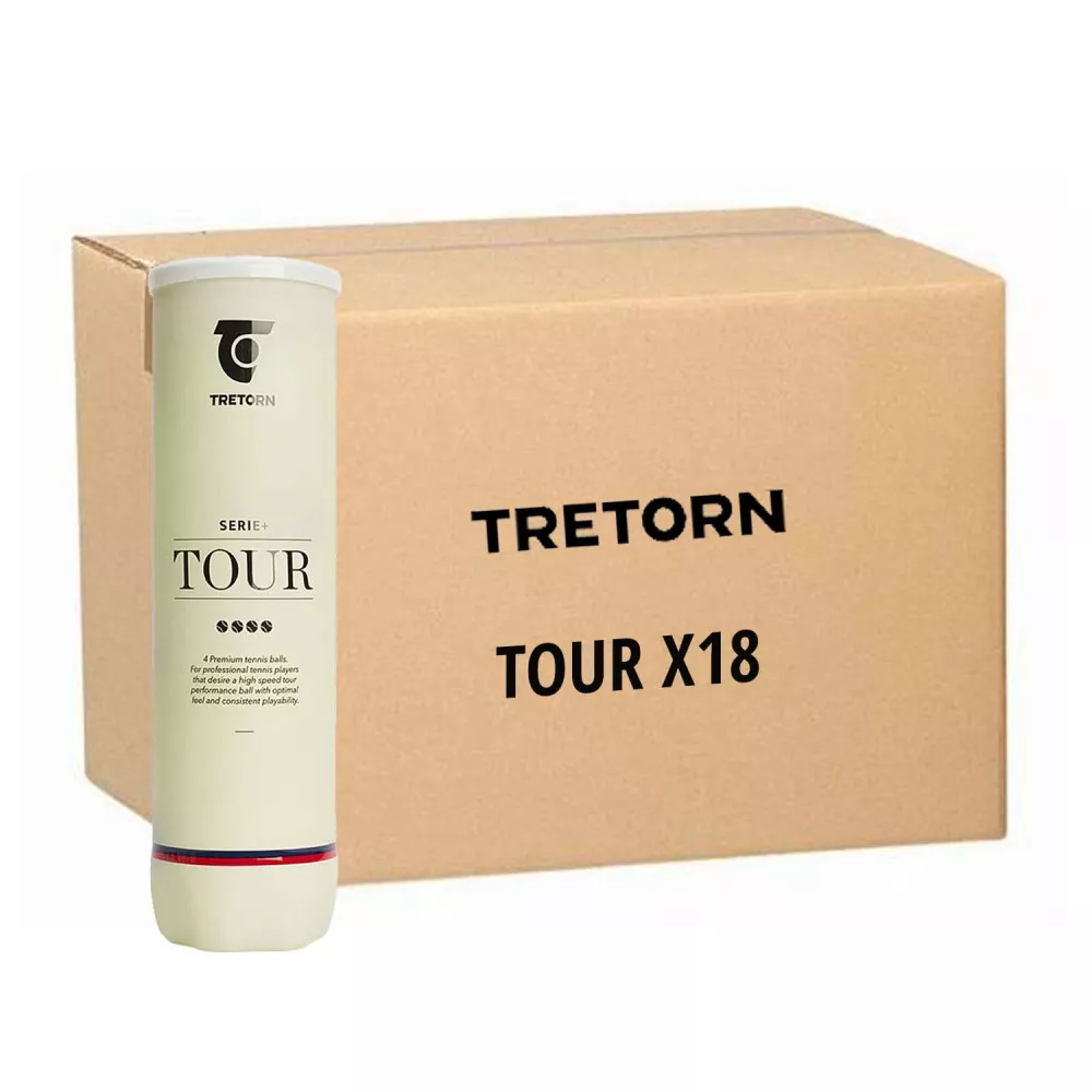 Doos met 18 tubes met 4 Tretorn Serie+ Tour-ballen