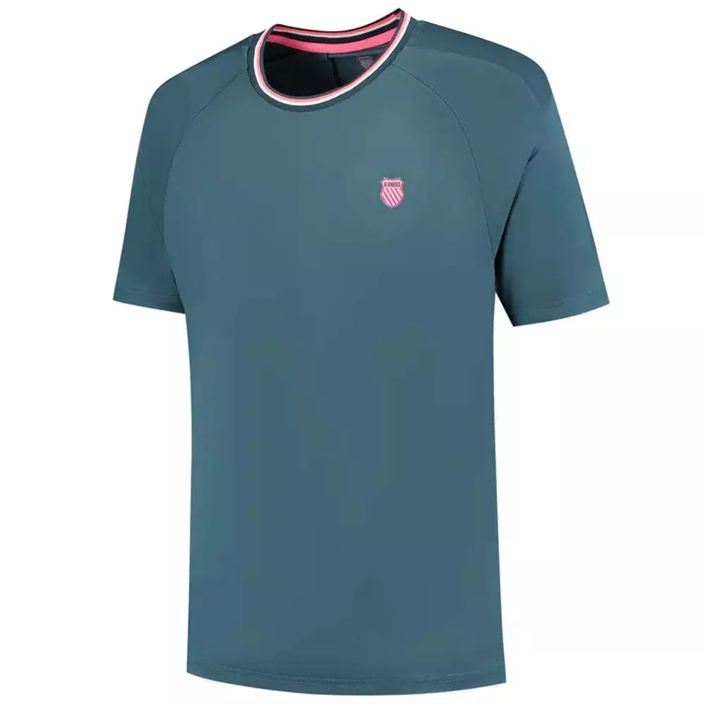K-Swiss Hypercourt Mesh Crew T-shirt Marineblauw/blauwgroen