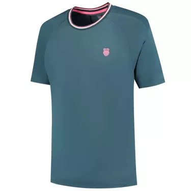 K-Swiss Hypercourt Mesh Crew T-shirt Marineblauw/blauwgroen