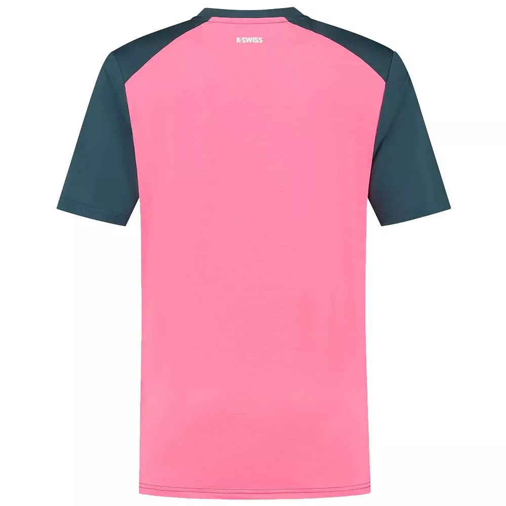 K-Swiss Hypercourt Print Crew T-Shirt Petrol blauw/roze