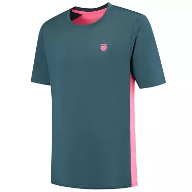 K-Swiss Hypercourt Print Crew T-Shirt Petrol blauw/roze