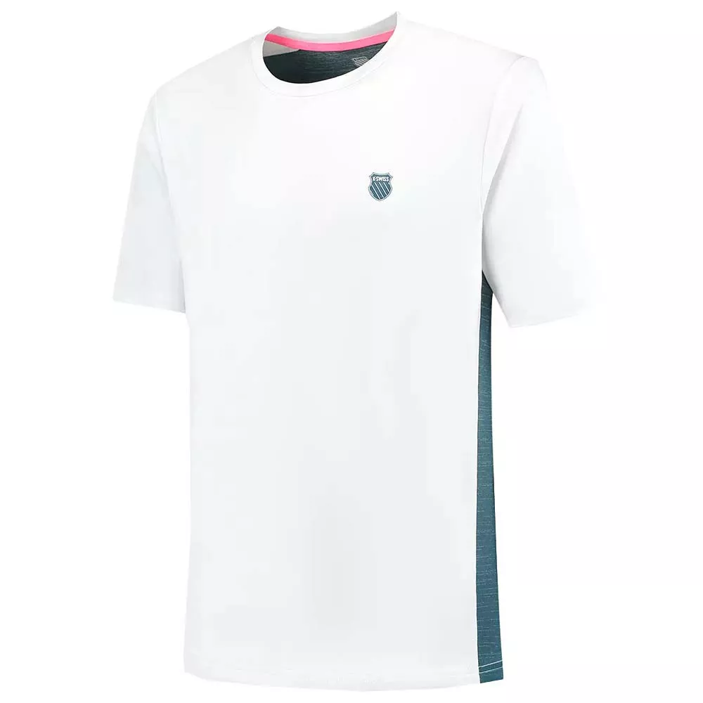 K-Swiss Hypercourt Mix Melange Crew T-shirt Petrolblauw/roze