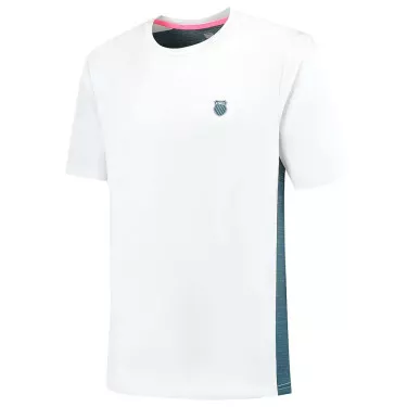 K-Swiss Hypercourt Mix Melange Crew T-shirt Petrolblauw/roze