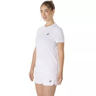 Asics Court SS Dames T-Shirt Wit/Roze