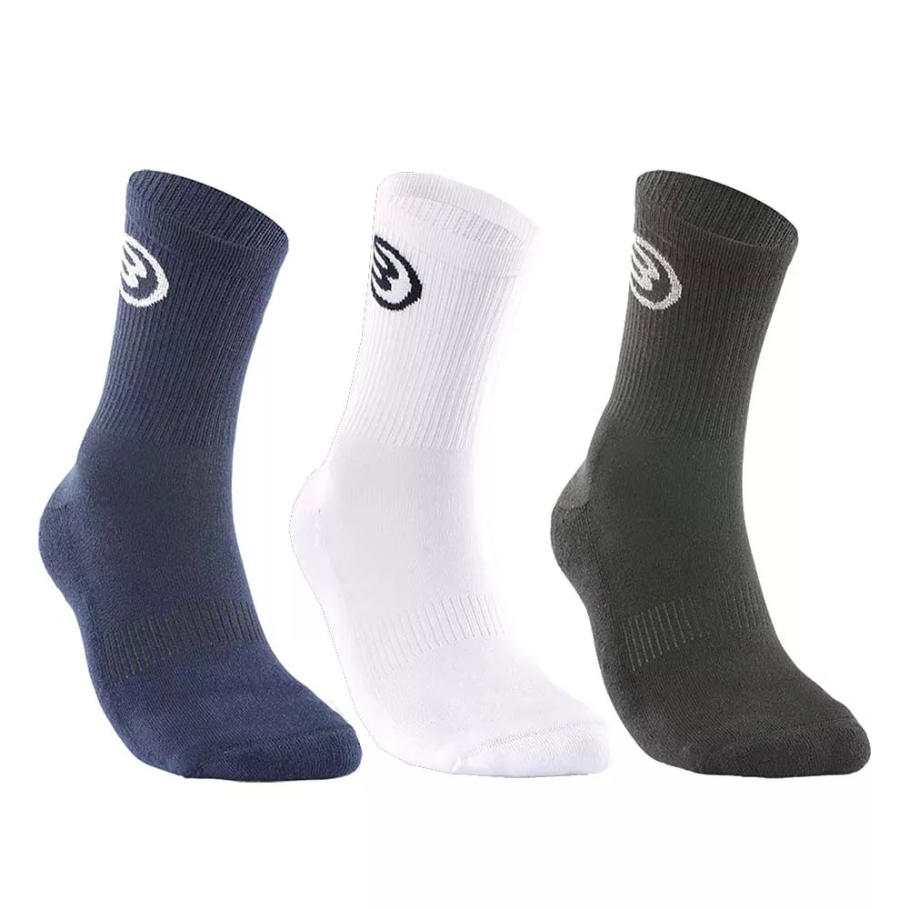Bullpadel 3 pack Zwart / Wit / Marineblauw socks