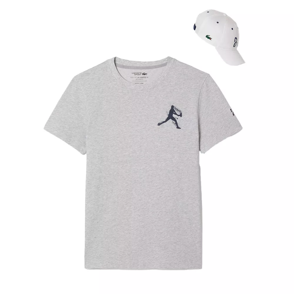 Pak T-shirt + Cap Lacoste Tennis x Novak Djokovic Rood