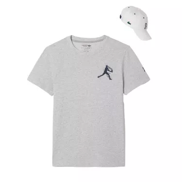 Pak T-shirt + Cap Lacoste Tennis x Novak Djokovic Rood