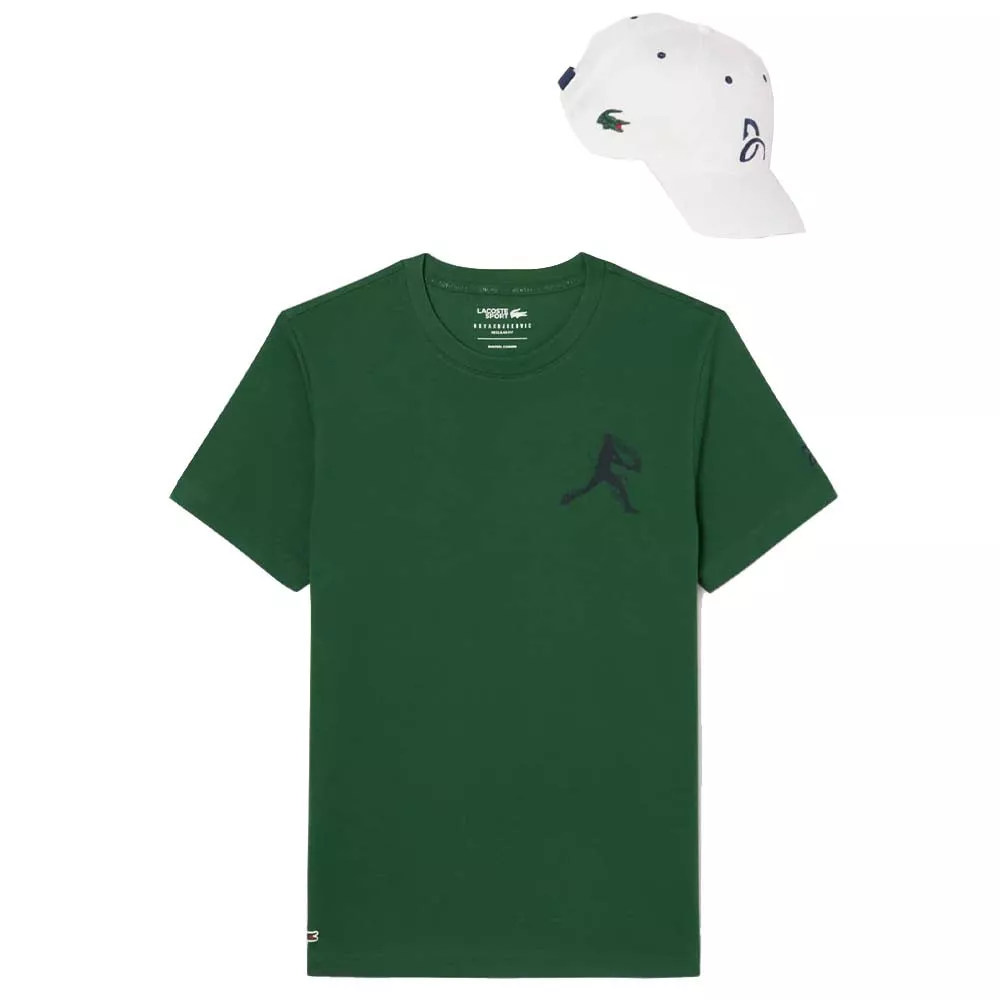 Pak T-Shirt + Lacoste Tennis Pet x Novak Djokovic Grijs Gem&ecirc;leerd / Wit