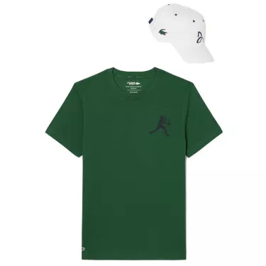 Pak T-Shirt + Lacoste Tennis Pet x Novak Djokovic Grijs Gem&ecirc;leerd / Wit