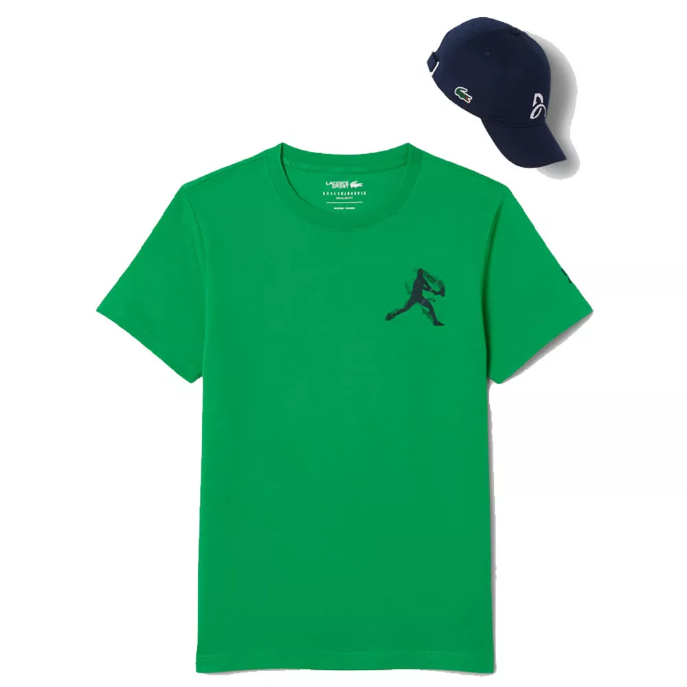 Pak T-Shirt + Lacoste Tennis Pet x Novak Djokovic Groen