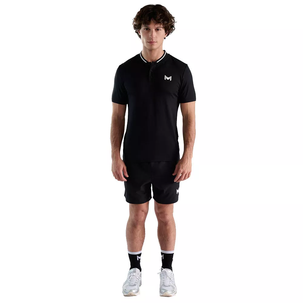 Mouratoglou Mandarin Collar Polo Zwart