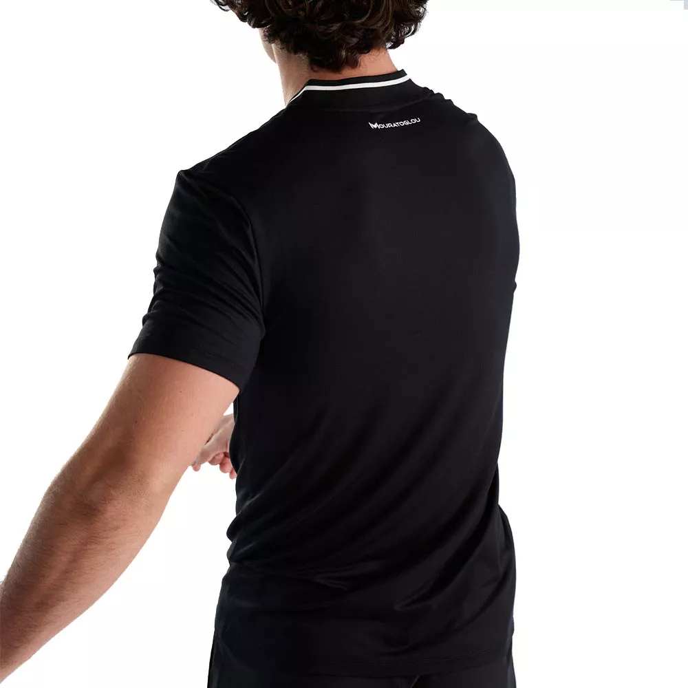 Mouratoglou Mandarin Collar Polo Zwart