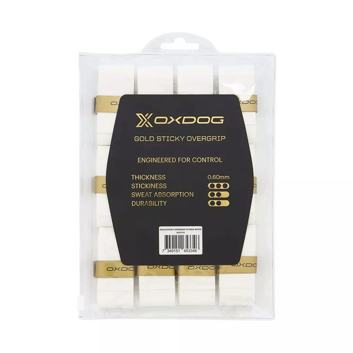 Oxdog Gold Sticky overgrips wit x12