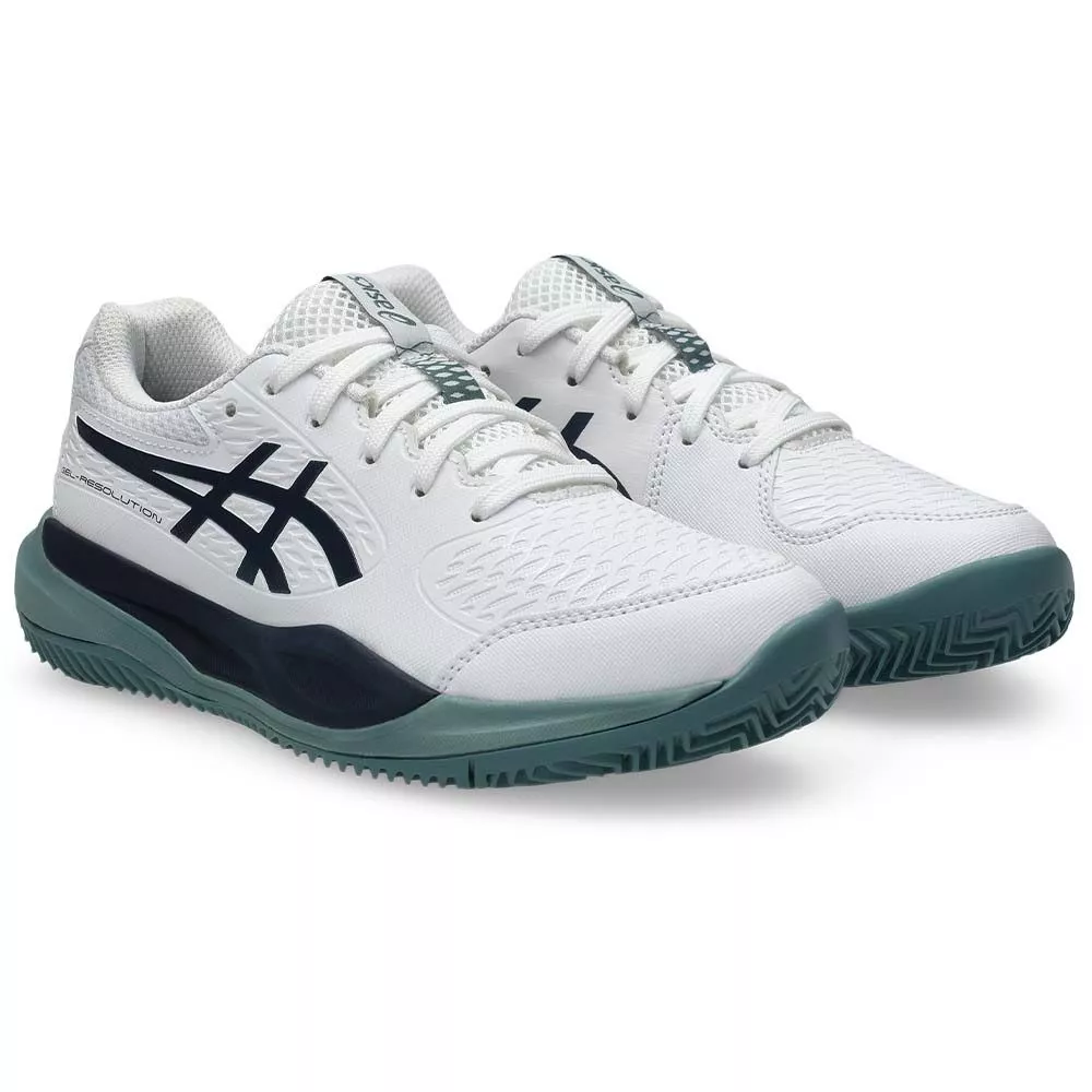 Asics Gel Resolution X GS tennisschoenen gravel junior wit / nachtblauw