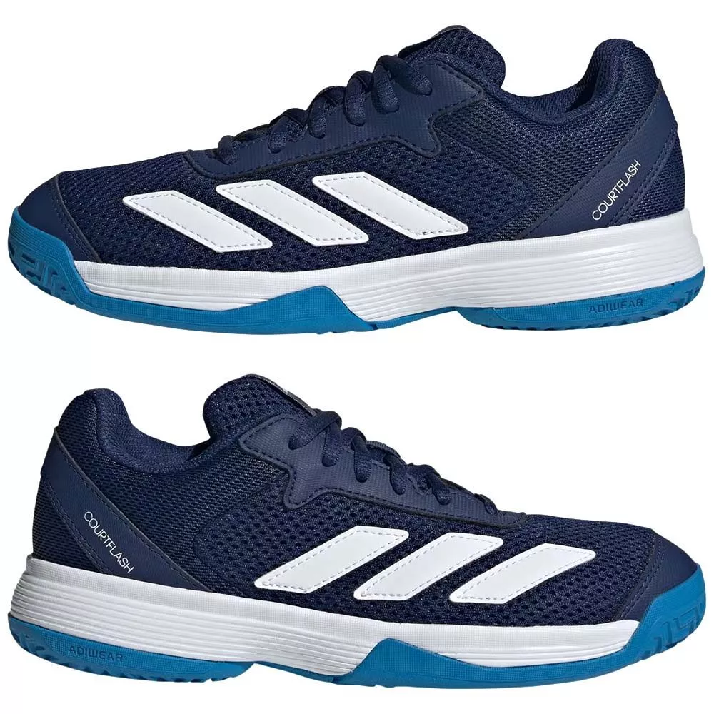 Adidas Courtflash tennisschoenen junior donkerblauw