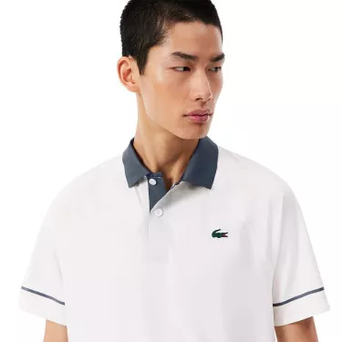 Lacoste Tennis Polo Novak Djokovic On Court Wit/Grijs