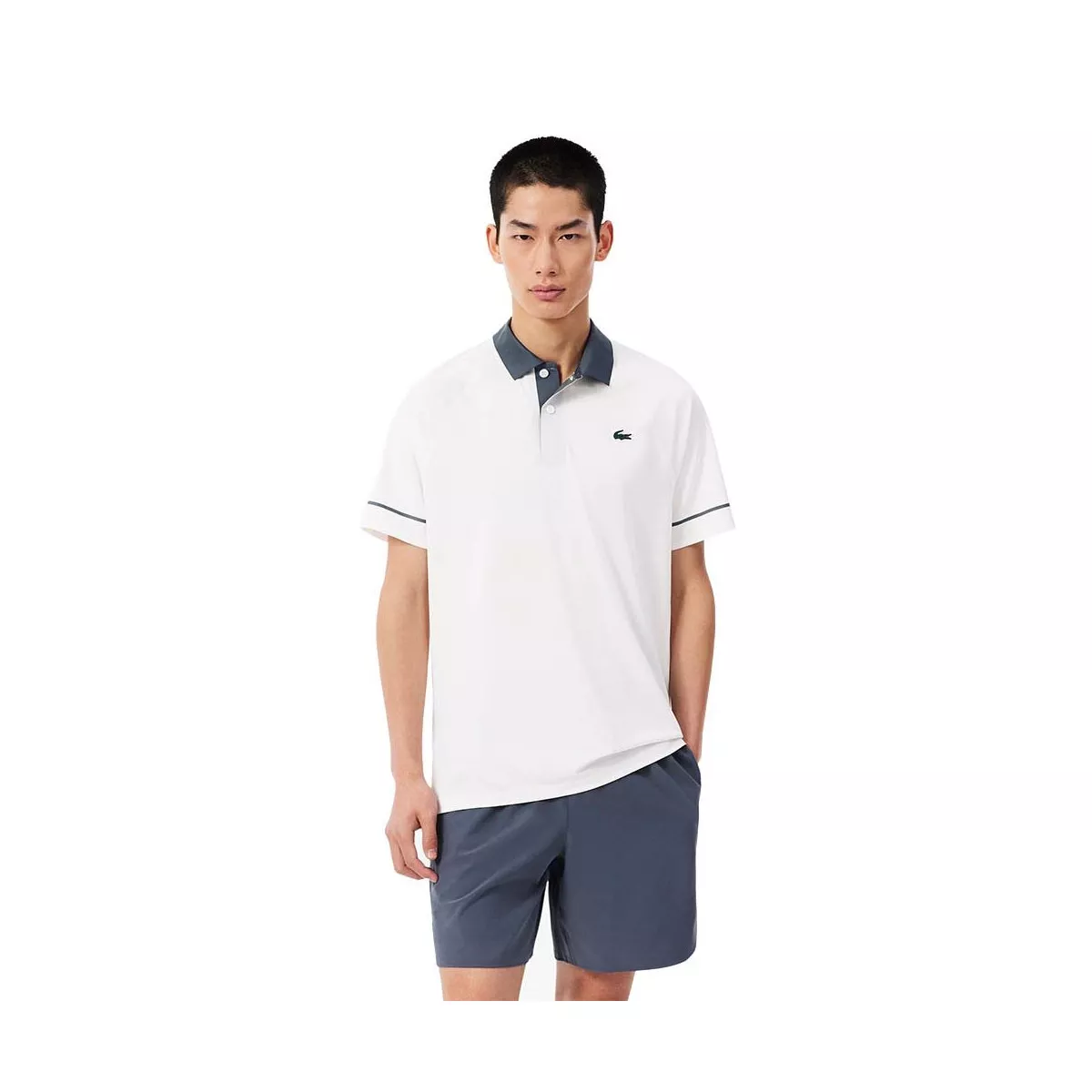 Lacoste Tennis Polo Novak Djokovic On Court Wit/Grijs