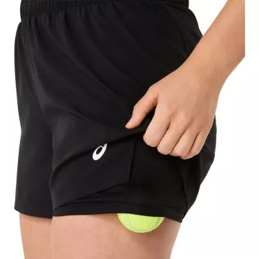 Asics Court 2-n-1 short dames zwart