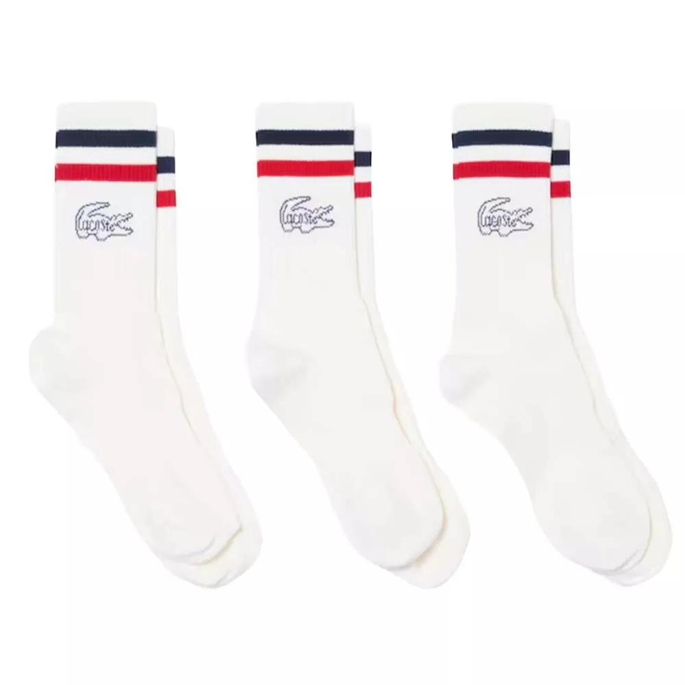 Lacoste Lange Sokken Wit (3-pack)