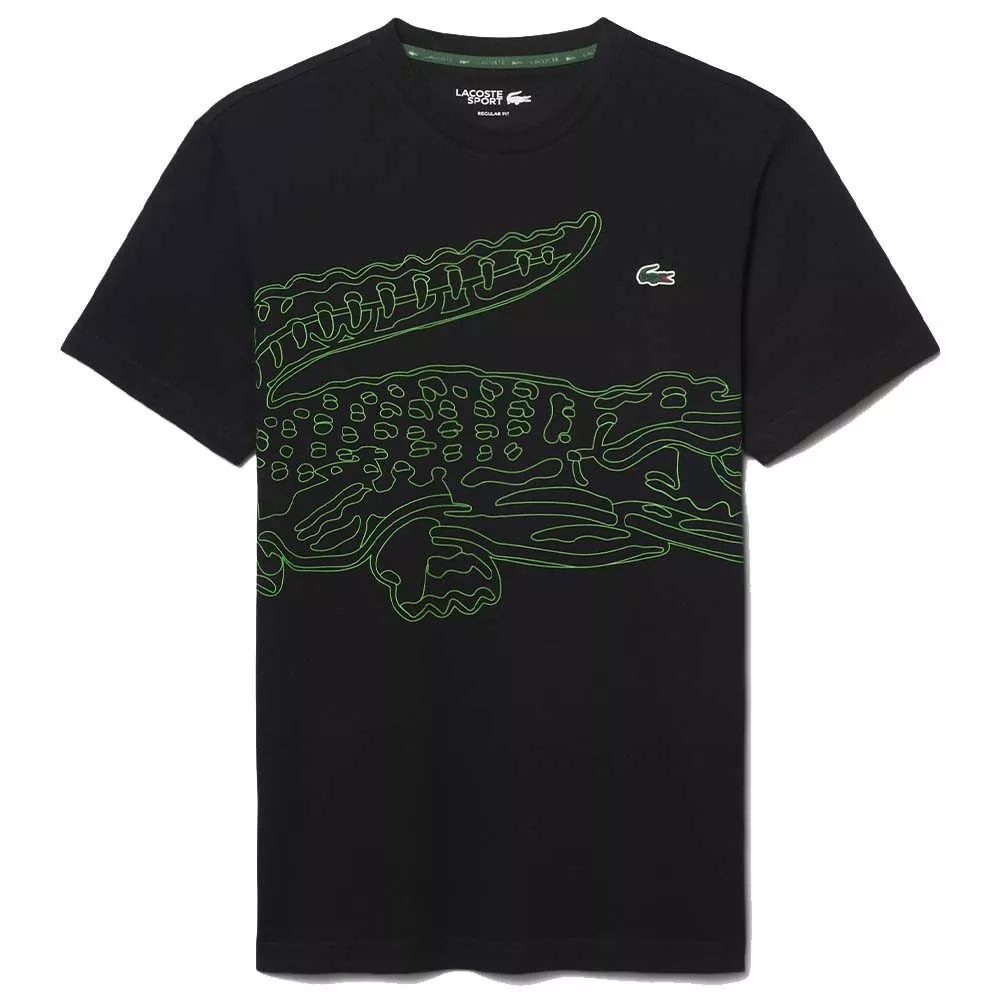 Lacoste Sport Ultra Dry T-shirt Krokodilprint Zwart / Groen