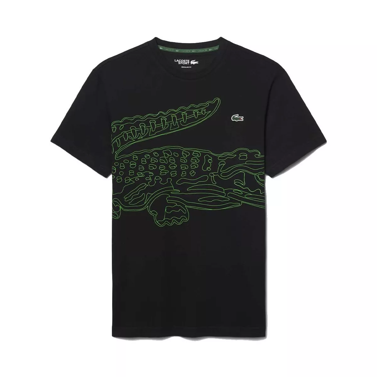 Lacoste Sport Ultra Dry T-shirt Krokodilprint Zwart / Groen