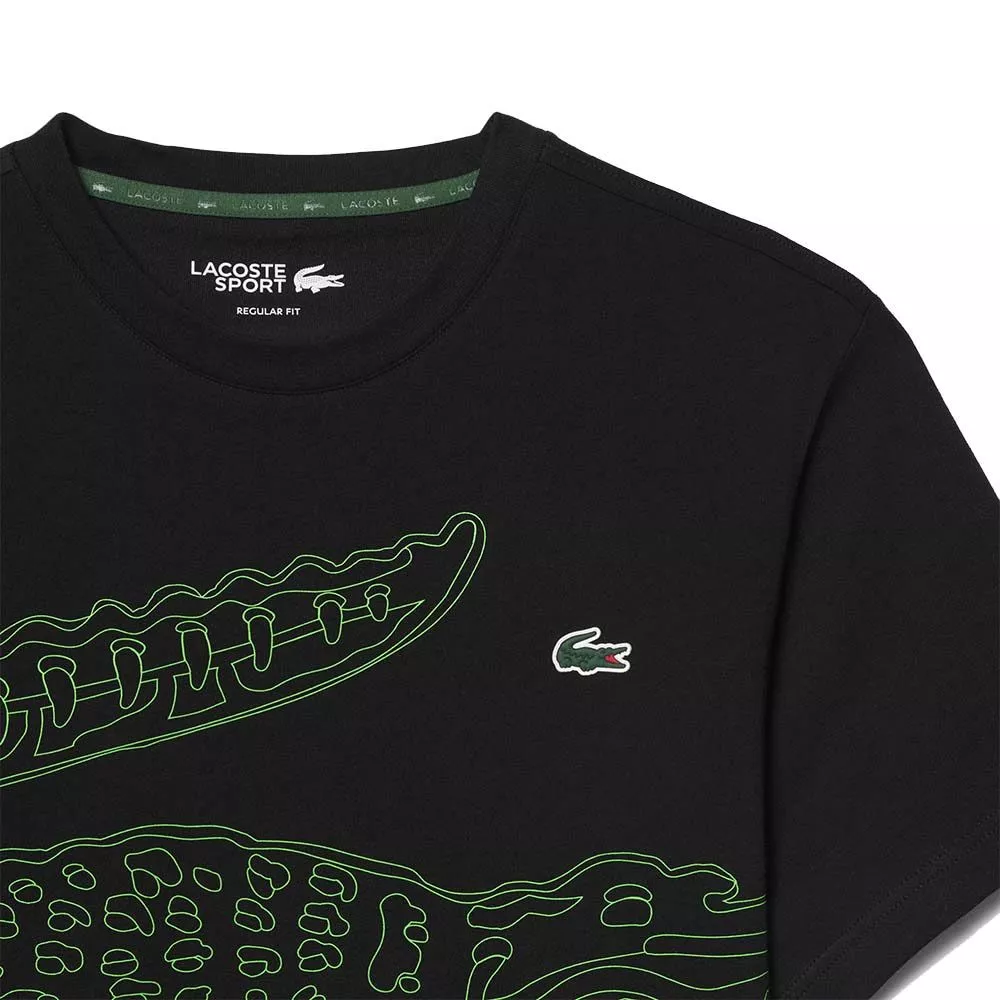 Lacoste Sport Ultra Dry T-shirt Krokodilprint Zwart / Groen