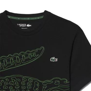 Lacoste Sport Ultra Dry T-shirt Krokodilprint Zwart / Groen
