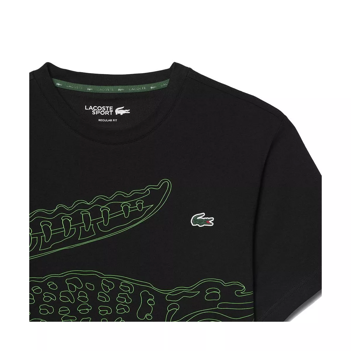 Lacoste Sport Ultra Dry T-shirt Krokodilprint Zwart / Groen