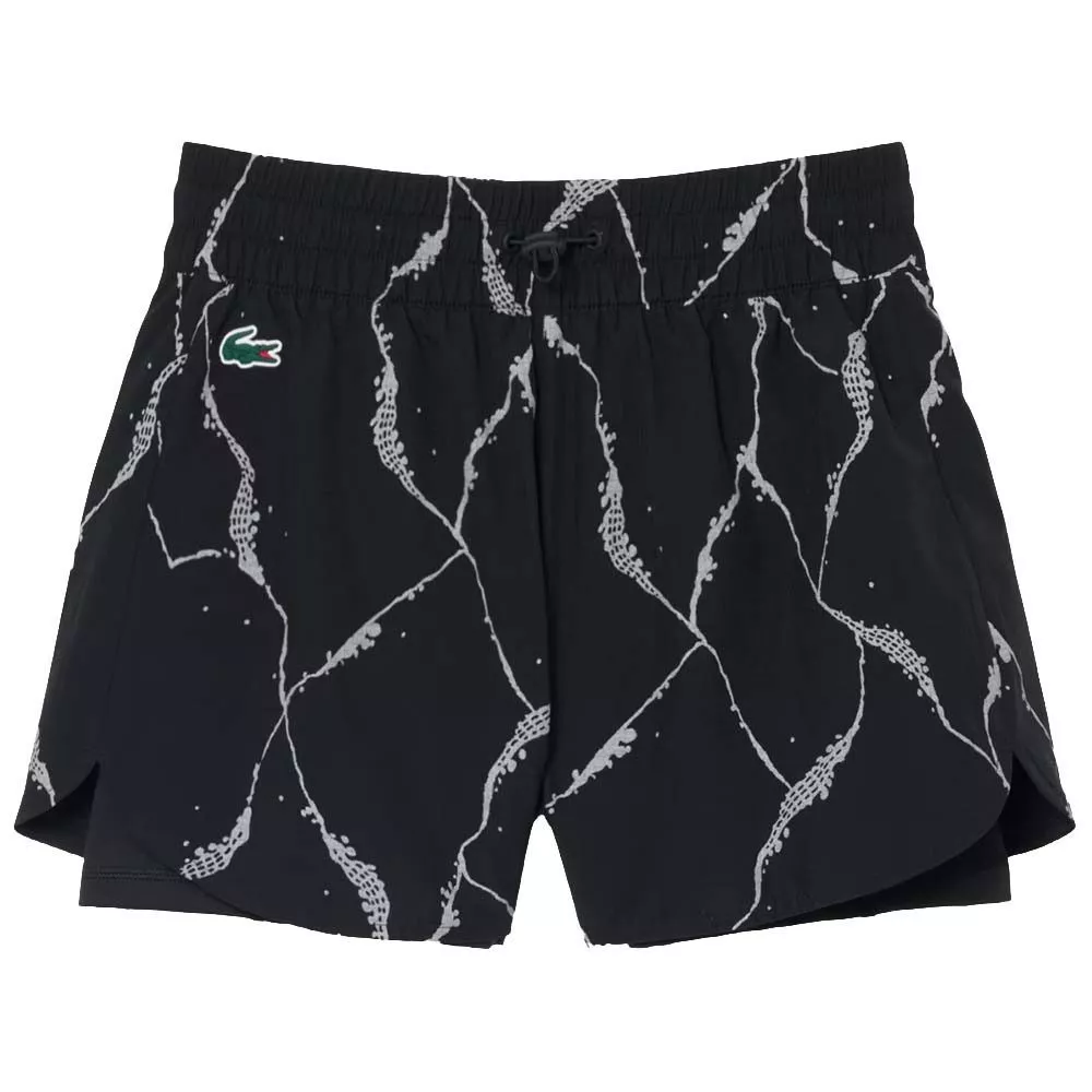 Lacoste Tennis short dames reflecterende print zwart