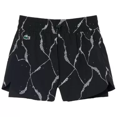 Lacoste Tennis short dames reflecterende print zwart