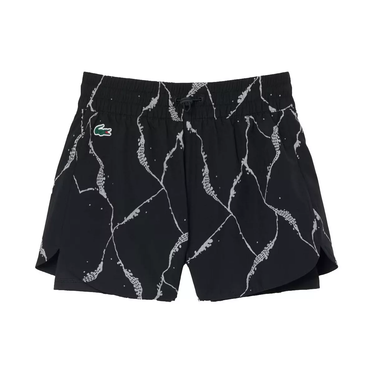 Lacoste Tennis short dames reflecterende print zwart